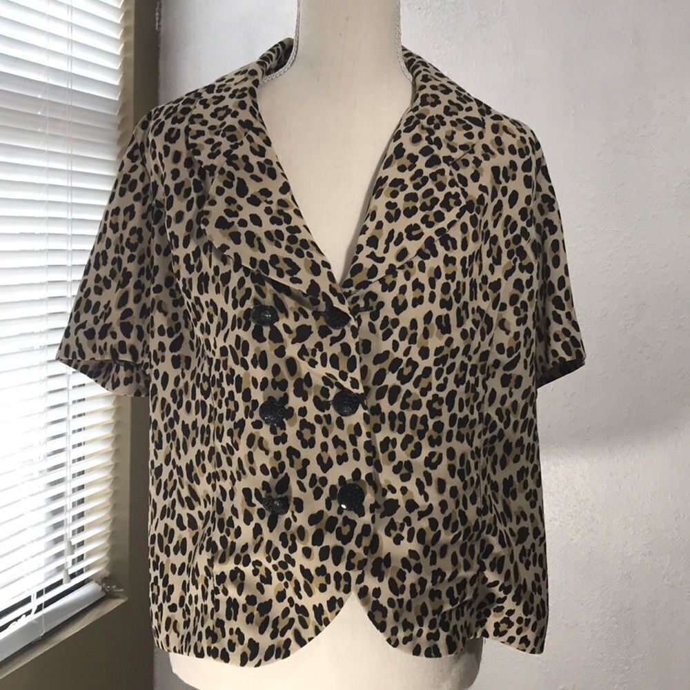 Leopard short sleeve blazer‎